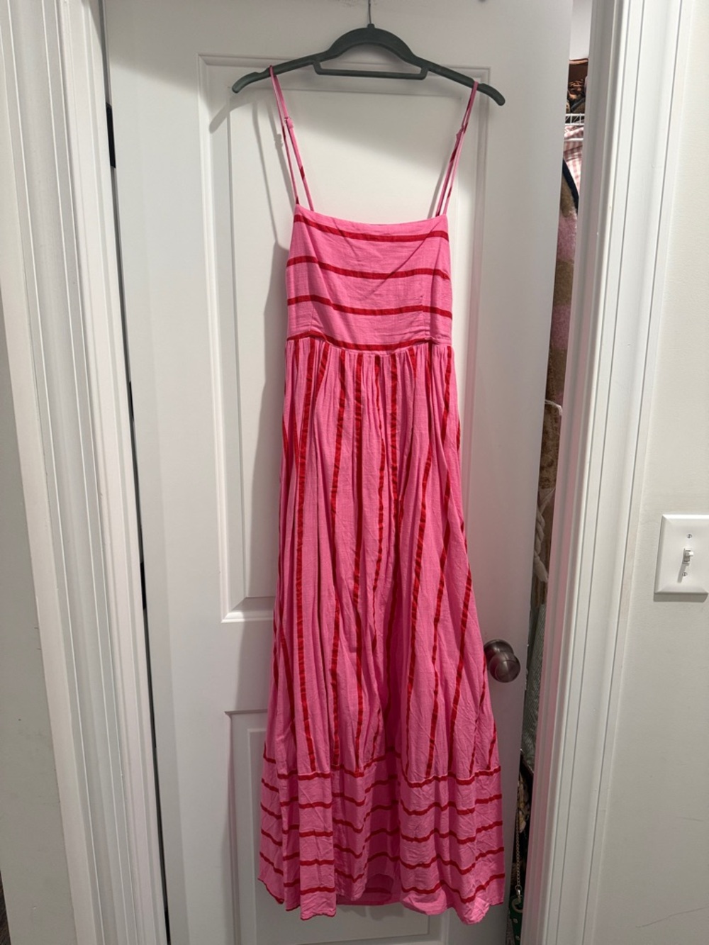 By Together Pink and Red Smocked Maxi Dress